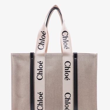 Chloe' Women Linen Shoulder Bag With Logo Print. This Bag Is Made With Lower Environmental Impact Material