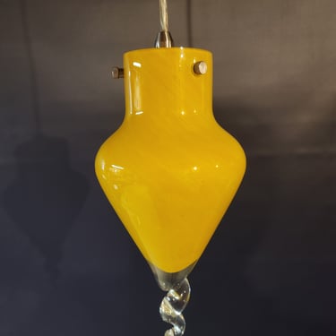 Contemporary Yellow Art Glass Pendant Light 5" x 23"