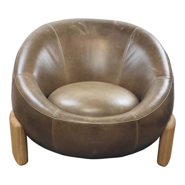 Theodore Alexander Modern Chocolate Brown Leather Arlo Club Chair