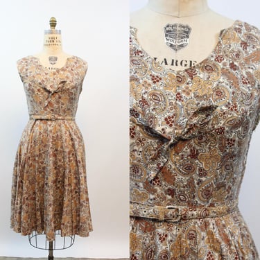 1950s Marc-El of Miami RHINESTONE cotton dress large | new spring summer 