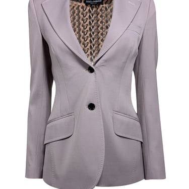 Dolce & Gabbana - Pewter Two Button Blazer w/ Leopard Print Lining Sz 4