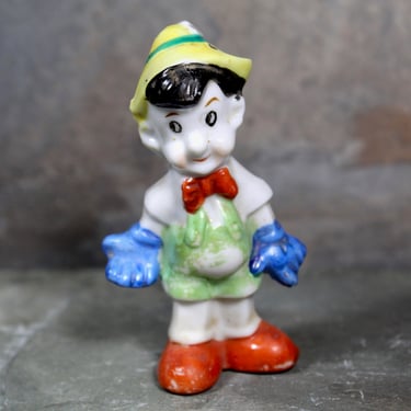 Charming Pinocchio Figurine - Pinocchio with Blue Gloves and Yellow Hat - Made in Japan | FREE SHIPPING 