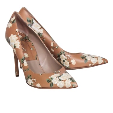 Michael Kors Collection - Tan &amp; Green Floral Pointed Toe Pumps Sz 10