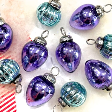 VINTAGE: 5pc Small Thick Mercury Glass Ornaments - Mid Weight Kugel Style Christmas Ornaments - Unique Find  