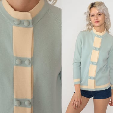 80s Puccini Jacket Baby Blue Wool Cardigan Sweater Double Breasted Button Up Knit Blazer Jacket Evening Preppy Vintage 1980s Extra Small xs 
