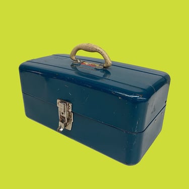 Vintage Metal Toolbox Retro 1970s Deep Blue + Pro Hardware Inc + Proven + 3 Tiers + Divided Interior + Tool Storage + Home Projects 