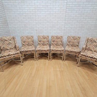 Mid Century Modern Milo Baughman Chrome Base Cushion Dining Chairs - Set of 6