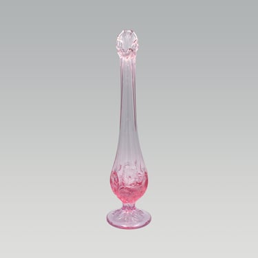 Fenton Empress Rose Strawberry Bud Vase | Vintage Pink Art Glass 1997-1999 