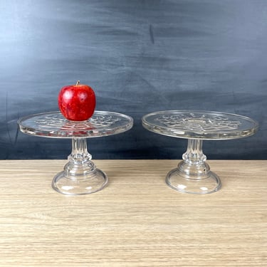 Pair of EAPG cake stands with web pattern - vintage serving pieces 