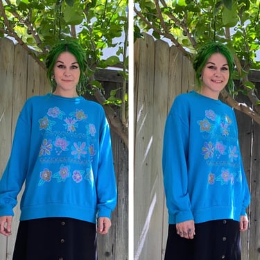 Vintage 1990’s Blue Dot Flower Sweatshirt 