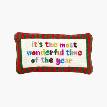 Needlepoint pillow, most wonderful time of year