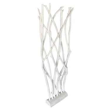 White Modernist Driftwood Floor Sculpture Room Divider 