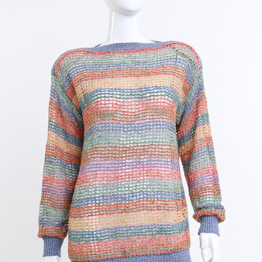 Crochet Knit Pastel Stripe Top