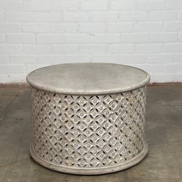 Primitive style drum coffee table 