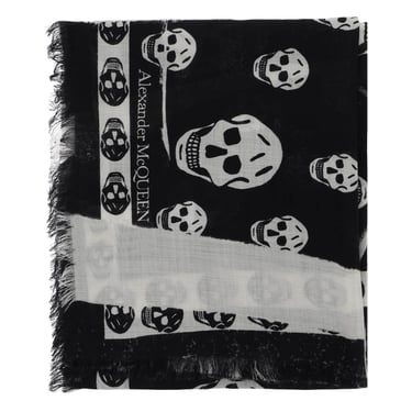 Alexander Mcqueen Slashed Skull Scarf Women