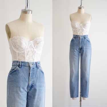 high waisted jeans 90s vintage Chic faded denim ankle jeans 