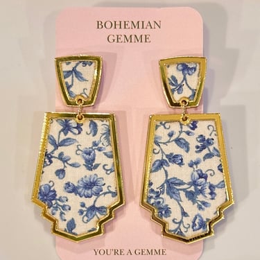 Sample Sale Blue and White Floral Earrings