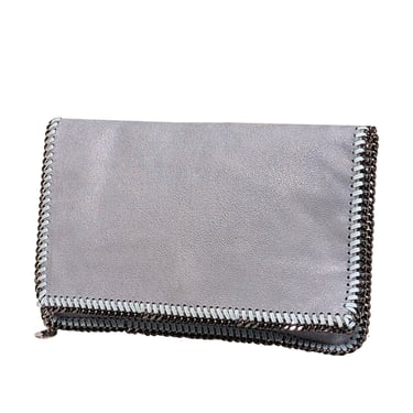 Stella McCartney - Pale Blue Vegetarian Suede Falabella Fold Over Clutch