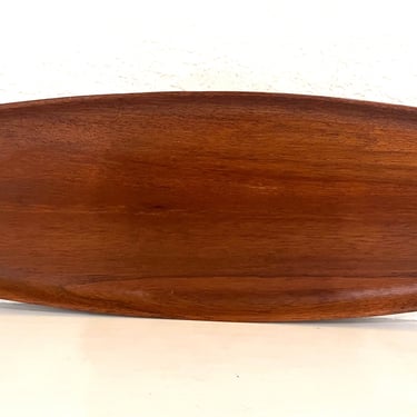 Danish Modern Solid Teak Catch It All Hand Carved Tray