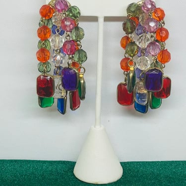 Rainbow Beaded Dangle Earrings