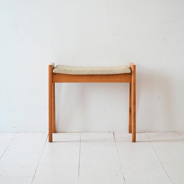 Vintage Scandinavian Birch Footstool with Padded Seat 