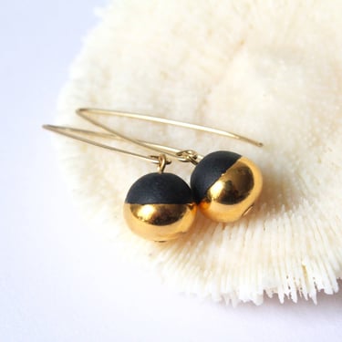 Mier Luo - Gold Dipped Pearl Earrings: Black