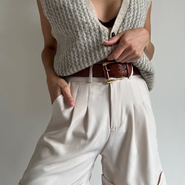 Vintage Cappuccino Pure Wool Button Up Sweater Vest