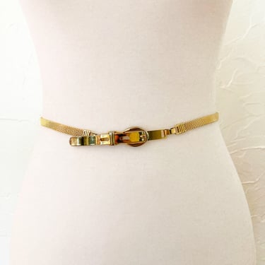 70s Gold Metal Mesh Chainmail Skinny Disco Belt | 26