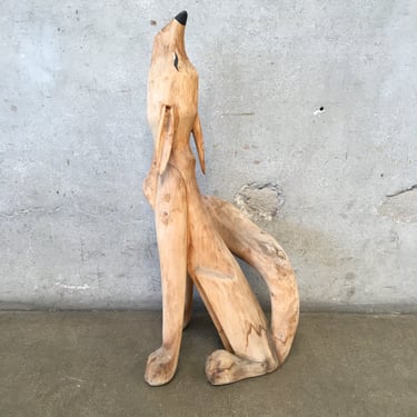 Carved Wood Howling Coyote - Santa Fe Style