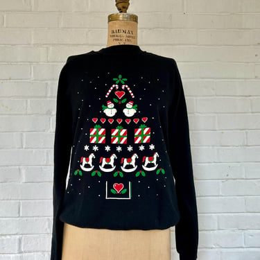 1990's Adorable Black Christmas Sweater (M/L) 