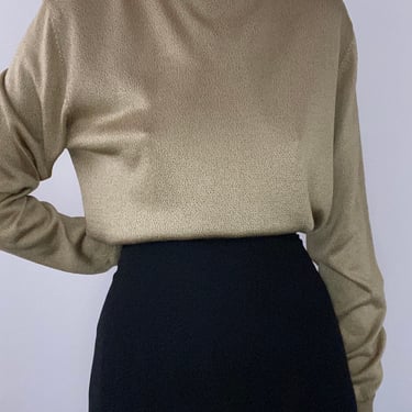 vintage metallic gold knit blouse size medium 