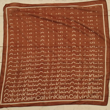 Calvin Klein brown and white logo cotton scarf