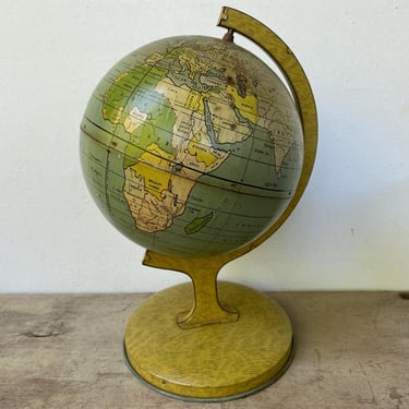 Vintage J. Chein Small Globe,  Metal World Globe, Mid Century Decor, Globe Collector 