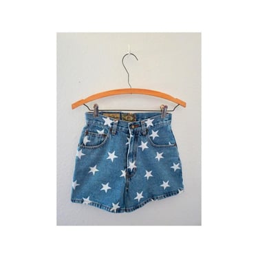 Vintage 90s Denim Shorts - Star Print High Waisted Jean Short - Size XXS - Express Compagnie Internationale 