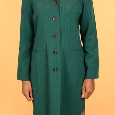 Vintage Green Striped Extended Blazer Jacket / Medium 