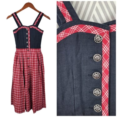 Kruger Bavarian Oktoberfest German Dirndl Dress Girls Sz 12 152 Linen Red Plaid 