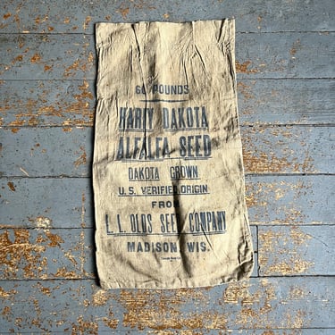 Vintage Hardy Dakota Alfalfa Seed Sack L.L. Olds Madison, WI 
