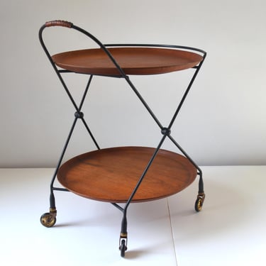 Vintage Scandinavian Folding Teak Bar Trolly by Ary Fanérprodukter Nybro, Sweden, 1960s 