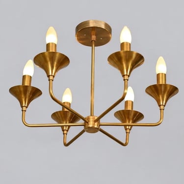 6 arms BRASS CHANDELIER MCM inspired 