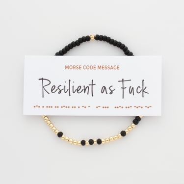 Resilient As Fuck Morse Code Bracelet, Hidden Message Jewelry, Friendship Bracelet, Mental Health Jewelry, Gift for Friend 