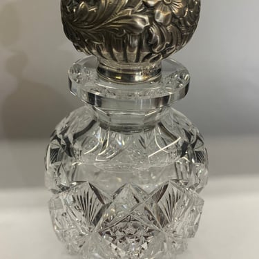 Sterling repousse and cut glass jar Gorham 