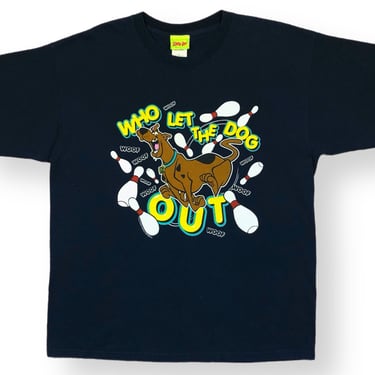 Vintage 2004 Scooby Doo “Who Let The Dog Out” Big Print Graphic Cartoon TV Show Promo T-Shirt Size XL 