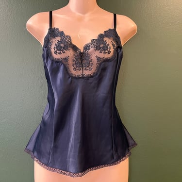 vintage navy lace camisole 1970s lacy cami XL 