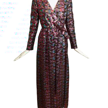 OSCAR DE LA RENTA- 1960s Metallic Sequin Brocade Evening Gown, Size 10