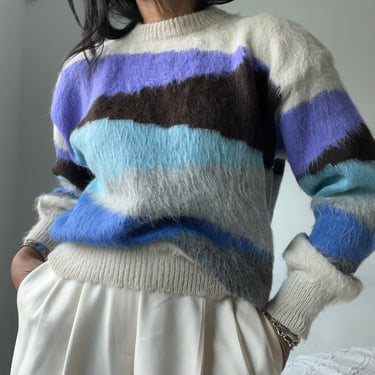 vintage shaggy texture mohair landscape abstract sweater 