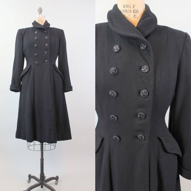 1940s PRINCESS wool double breasted coat small | new fall 