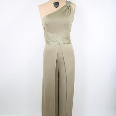70s Vintage Gold Metallic Jumpsuit, Studio 54 Vibes Disco Party Evening Formal 