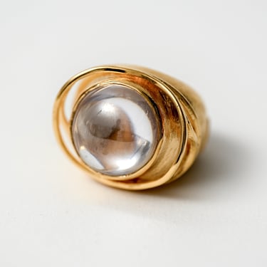 Gold Plated Sterling Silver Bold Glass Cabochon Ring