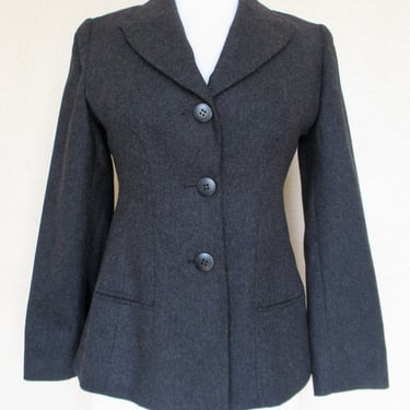 Krizia, Vintage 1980s Krizia Wool Blazer, size 40 Women, charcoal gray 