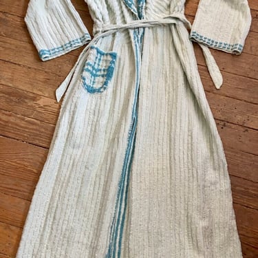 Vintage 1940s Blues Chenille Striped Lounge Robe by TimeBa